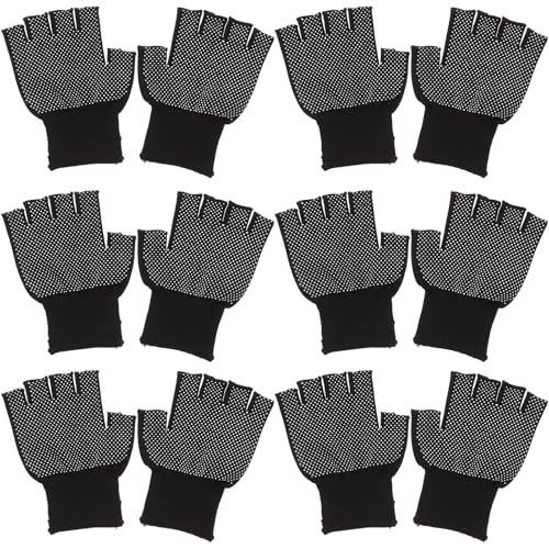 KICHOUSE: 15 pares de guantes de trabajo de nailon con diseño de medio dedo