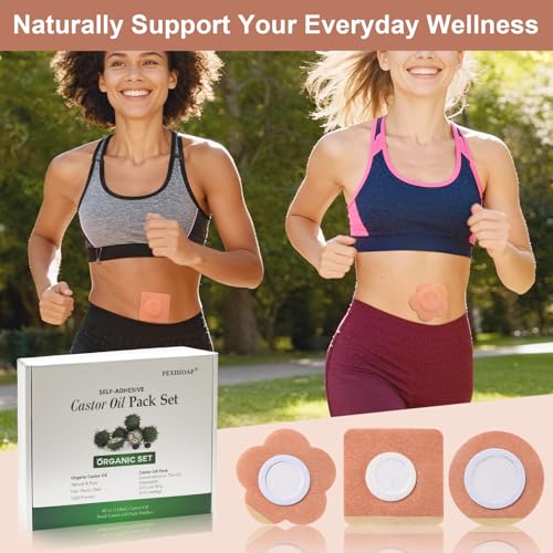 40pcs Castor Oil Belly Button Patch with 4oz Organic Castor Oil Cold Pressed, Cotton Small Caster Oil Pack Wrap — view 6