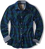 CQR Women's Plaid Flannel Shirt Long Sleeve, All-Cotton Soft Brushed Casual Button Down Shirts, Flannel Plaid Shirts Black Watch, Medium