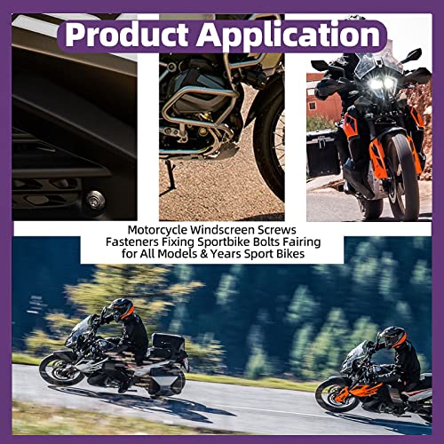Swpeet 195 Stück 2 Größen M5 M6 Kohlenstoffstahl Universal Verkleidungsbolzen-Set Sortiment-Set Motorrad Windschutzscheiben-Schrauben Befestigungselemente Befestigung Sportbike Bolzen Verkleidung für