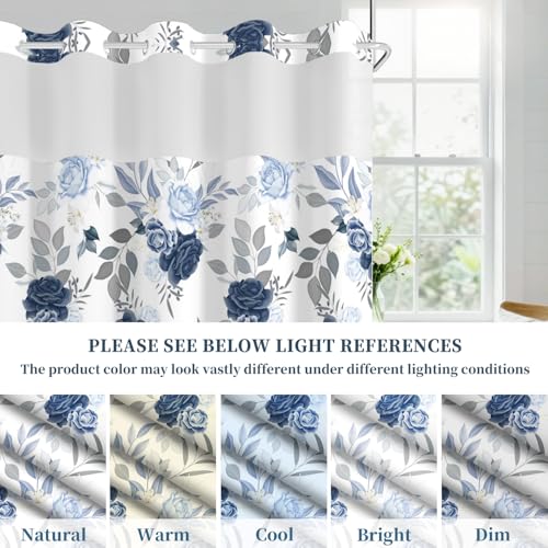 NAEMBCU Boho Floral No Hook Shower Curtain with Snap in Liner Set 71x74 in by NAEMBCU - Used condition - Image 9