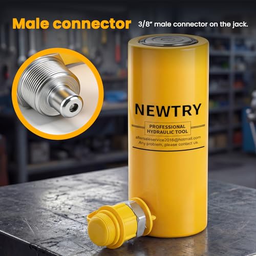 Image of NEWTRY 10 ton Hydraulic Cylinder Long Jack 4 inch Stroke Porta Power Ram Jack Lifting Cylinder Retract Automatically for Shipbuilding Bridge Construction