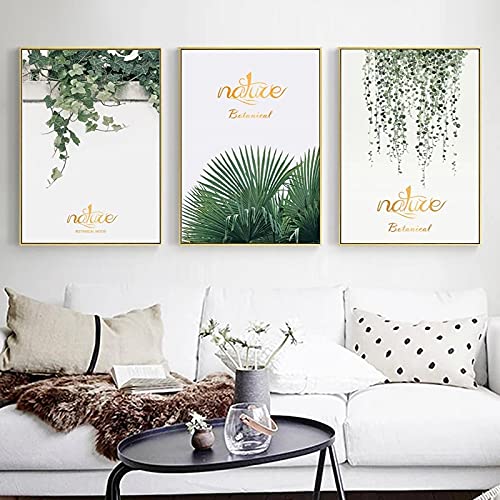 Affiche de feuilles vertes scandinaves pour créer un salon nature et relaxant