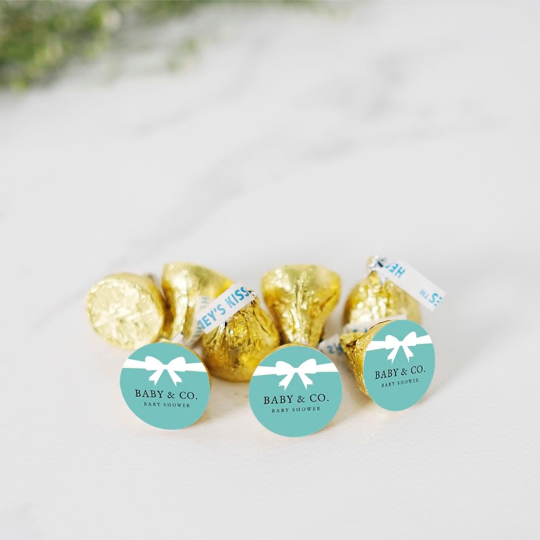 Andaz Press Chocolate Drop Labels Stickers Single, Baby & Co, 216-Pack, Fits Themed Kisses Party Favors, Boxes, Bags, Envelopes, Decor, Decorations
