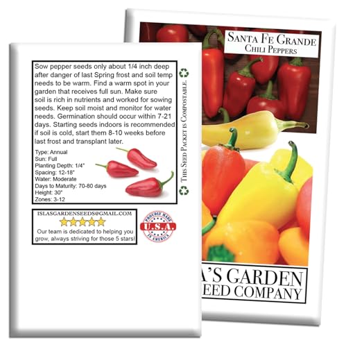 Santa Fe Grande Pepper Seeds for Planting (Capsicum annuum) – 50+ Non-GMO Heirloom Seeds by Isla’s Garden Seeds, Mild-to-Medium Chili Variety, Flavorful Fruits, Ideal for Pickling, Salsas & Fresh Use - Image 7