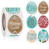 500 Pcs Easter Gift Stickers Roll Bunny Easter Egg Flowers Mixed Designs Gift Boxes Envelope Sticker
