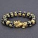 Feng Shui The Best 10mm Black Hand Carved Mantra Bead Bracelet with Golden Pi Xiu/Pi Yao Lucky Wealthy Amulet Brecelet (1pcs)