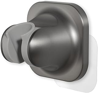 Hand held Shower Head Holder Wall Mount - Adjustable in 5 Positions - Dual Mount Option (Screw/Adhesive), Bathroom Shower sparyer Holder - Brushed Nickle