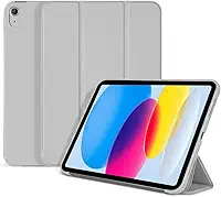 Capa Magnética para iPad 10ª e 11ª Geração MSATech – Case Fino de Silicone Premium com Suporte Ajustável, Função Sleep/Wake Automática e Proteção Translúcida Compatível com Modelos A16 (Cinza)