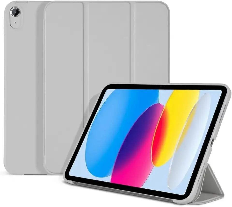 Capa Magnética para iPad 10ª e 11ª Geração MSATech – Case Fino de Silicone Premium com Suporte Ajustável, Função Sleep/Wake Automática e Proteção Translúcida Compatível com Modelos A16 (Cinza)