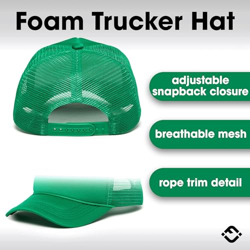 Image of Funky Junque Foam Trucker Hat, Trucker Hats for Women & Men - Blank Adjustable Snapback Mesh Back Baseball Cap
