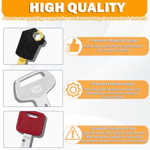 Image of 12 Heavy Equipment Keys Master Set, Construction Ignition Keys | For CAT Caterpillar 5P8500 JCB 14607 Takeuchi H806 Hitachi John Deere Hyster 166 Komatsu 787 Volvo