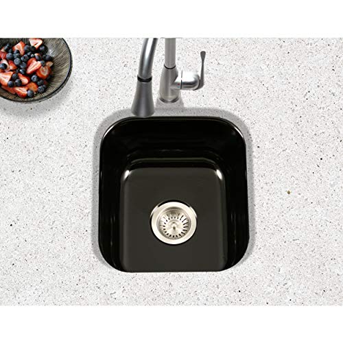 Houzer Pcb-1750 Bl Porcelain Enamel Steel Undermount 15-5/8" X 17-5/16" Bar Sink, Black #TOP1