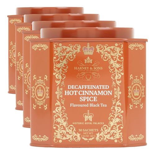 Image of Harney and Sons Decaf Hot Cinnamon Spice 30 Sachet Tin (Tin Design May Vary) (Pack of 4)