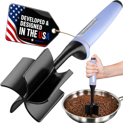 Zulay Kitchen Ground Beef Chopper Tool – 5-Blade Nylon Meat Chopper for Ground Beef, Non-Toxic Food Safe Meat Masher & Breaker, Heat Resistant to 180°C, Dishwasher Safe – Periwinkle