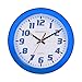 Moonport 20,3 cm Wanduhr, geräuschlos, nicht tickend, Quarz, batteriebetrieben, rund, leicht zu lesen für Zuhause/Büro/Schule, Blau