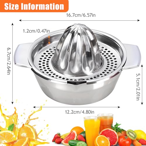 Presse Agrumes Acier Inoxydable avec Récipient, Presser Rotation Manuel Professionnel, Presse Agrume Inox Robuste pour Citrons Verts, Oranges, Pamplemousses, Limes (Passe Lave-Vaisselle) – Image 6