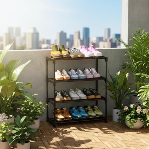 Image of FIGMENT Shoe Rack for Home, Foldable Plastic Shoe Stand with Shelves, Space Saving Footwear Organizer for Bedroom, Entryway, Living Room & Closet, Multi Layer Shoe Storage Rack