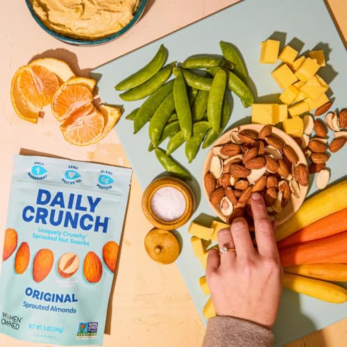 Image of Daily Crunch Sprouted Almonds and Dehydrated nuts for a Unique Crunch, Keto Friendly, Non-GMO Zero Seed Oils, Gluten Free 4oz (2 Pack, Original)