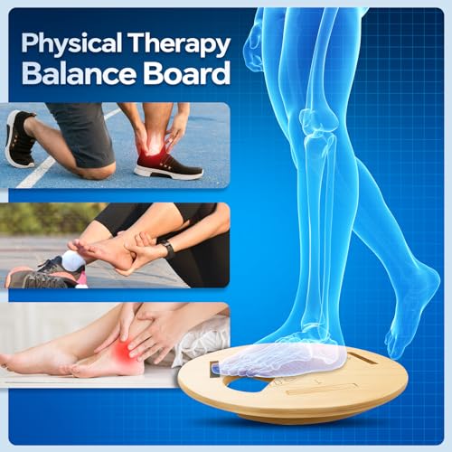Foot Balance Board for Adults-Wooden Wobble Exercise Balance Board, Round Toes Balance Trainer for Core Training, Physical, Ankle - Image 5