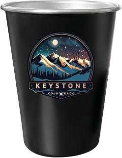 R and R Imports Keystone Colorado Design B Souvenir 8 oz Tin Cup Black Matte Coating 4-Pack