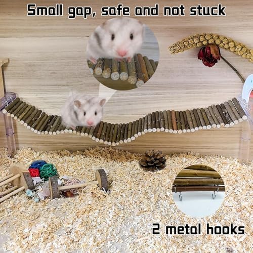 Rat Bendy Long Suspension Bridges 19.7 x 2.7 Inch Hamster Climbing Ladder Flexible Wooden Bridge for Dwarf Hamster Sugar Glider Rodents Mouse — 사진 4