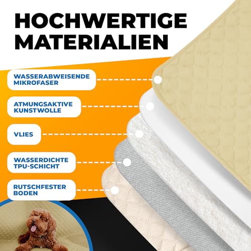 SympaTierisch wasserdichte Hundedecke - Robuste Hundematte als Schutz für Sofa & Bett - rutschfeste Hundedecke auch für große Hunde geeignet - in der Waschmaschine waschbar - 130 x 100 cm - gelb