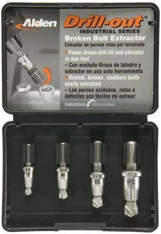 Alden 4017P 4pc Drillout Broken Bolt Extractor Kit
