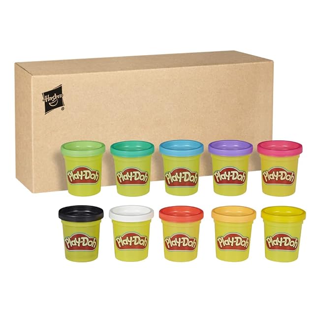 Play-Doh Pack de 10 Botes de Colores Surtidos de Plastilina No Tóxica, Manualidades para Niños y Niñas de 2 Años o Más, Regalo Creativo Multicolor