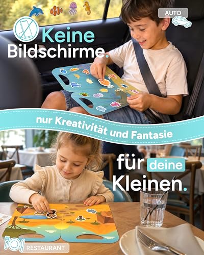 mycustomy – 3D Stickerbuch ab 2 Jahre | 6 Themenwelten mit 120 Wiederverwendbaren Aufklebern BPA-Frei & FSC | Lern & Spielzeug ab 3 Jahre Junge - Geschenk Junge 3 Jahre
