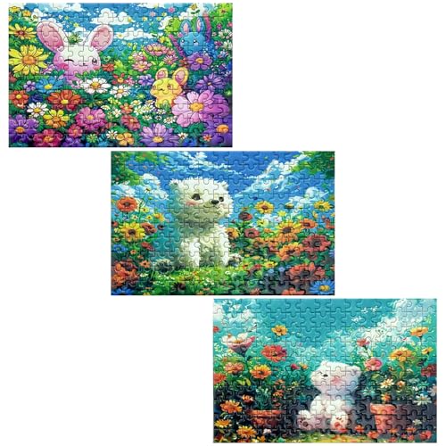Nature Blossom Cottage Mini Jigsaw Puzzles - Travel Size 6x4 Inch, 3 Pack Challenging Puzzles for Stress Relief & Relaxation, Unique Gift for Nature Lovers