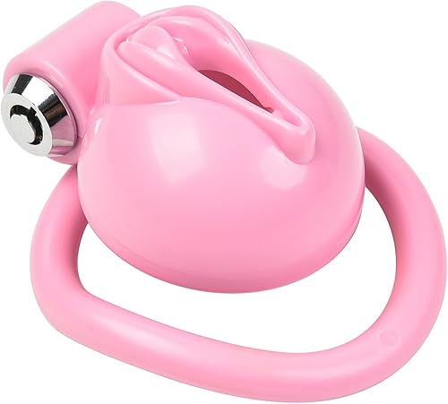 Miniatura 4 de Jaula de castidad masculina rosa  Jaula para pene con 5 anillos, resina transpirable, diseño de nailon ligero, equipo de bondage y accesorios para