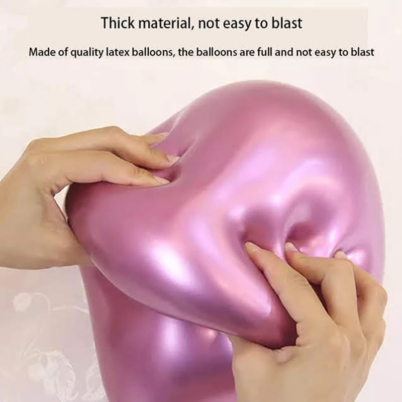 Image of Balloon for Birthday Decoration Kit Chrome Metallic Pink & Silver 20 pcs Latex Glossy Finish Party Balloons for Wedding, Anniversary Celebration 10 Inch Helium & Air Supported