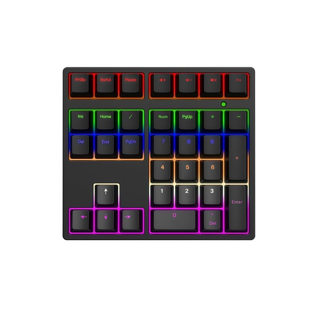 Tosuny Pavé Numérique Mécanique, Clavier Numérique Filaire USB avec Rétroéclairage RVB, Commutateur Bleu Hotswap à 34 Touches, pavé Numérique Ergonomique pour OS X, Wins, Ordinateur (Black)