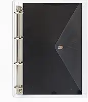 Fichário Universitário Pasta Organizadora 4 Argolas Transparente Escolha Sua Capa (Preto)
