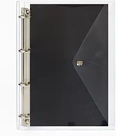 Fichário Universitário Pasta Organizadora 4 Argolas Transparente Escolha Sua Capa (Preto)