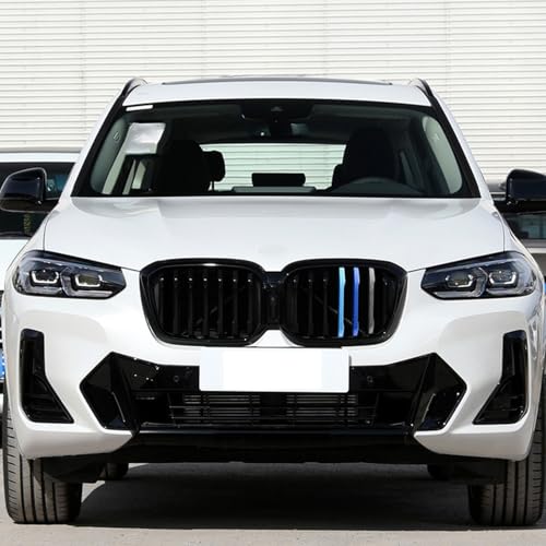 Image of x xotic tech Tri-color Grille Insert Trims Strips, Front Center Kidney Grilles Compatible with BMW LCI G01 X3 2022 2023 2024 Standard Grill 7-Beam Bars, Not for 2022 X3 M40i or Double Slat