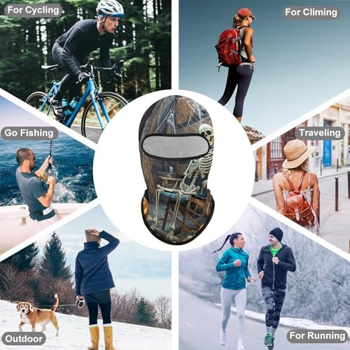 Máscara facial completa de balaclava con diseño de esqueleto terrorífico para hombre y mujer, protección solar, transpirable, para senderismo, ciclismo, running y conducción miniatura 6
