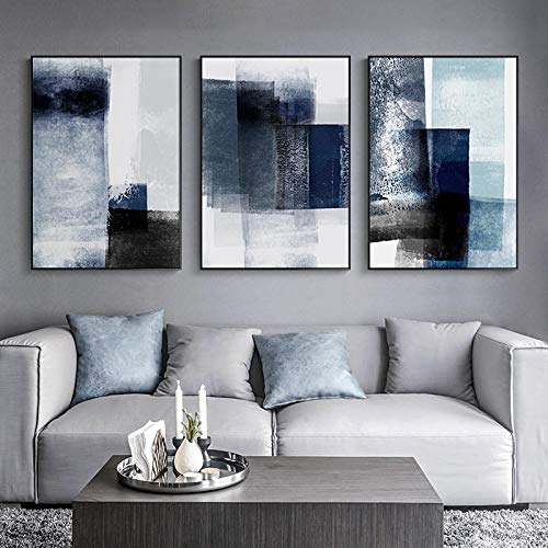 Impression sur toile abstraite 3 pièces pour habiller un grand mur blanc sans surcharger l'espace