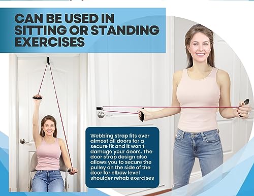 LiftAid Shoulder Pulley for Physical Therapy with Exercise Guide - Improves Shoulder Strength & Range of Motion - Reduces Pain, Helps in Muscle Recovery - Physical Therapy Equipment (Red)