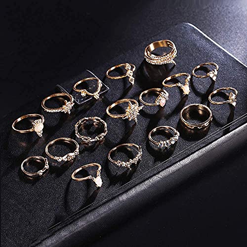 Yooestores82 Knuckle Ring Set For Women Girls Teens.gold Rings Set Stackable Joint Finger Rings Vintage Snake Rhinestone Stacking Midi Ring Set (17 Pieces) #TOP5
