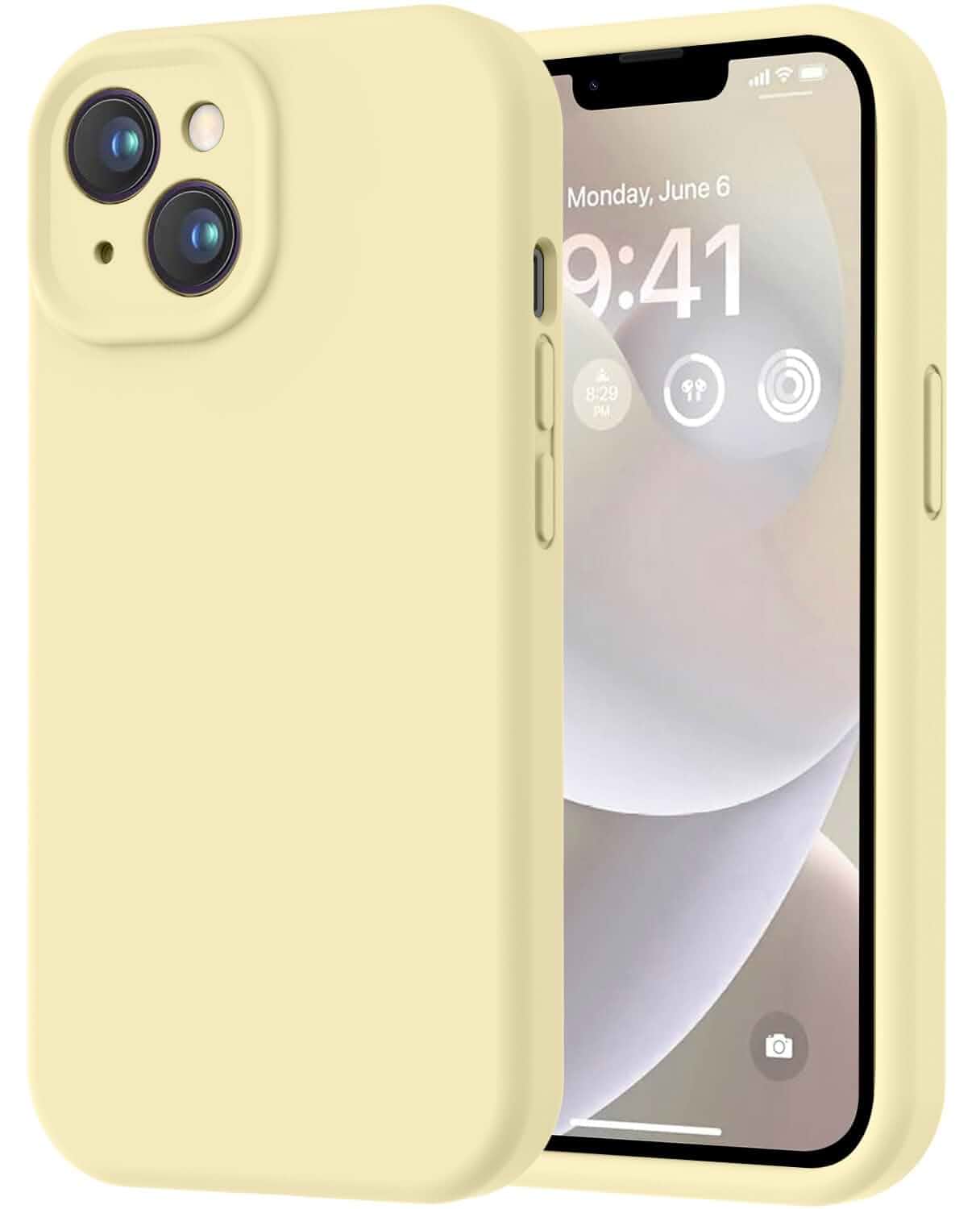 LOVE 3000 Designed for iPhone 14 Case, Premium Silicone with [Soft Anti-Scratch Microfiber Lining] Shockproof Protective Phone Case for Men Women Girls 6.1", Creamy Yellow