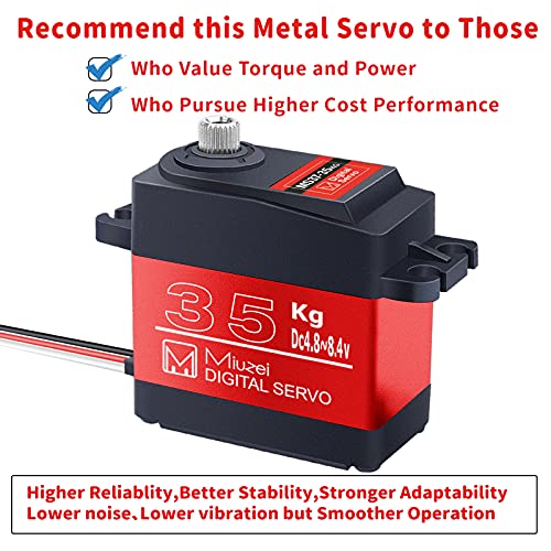 Miuzei 35Kg Servo Motor, Coreless High Torque Servo Digital Motor, 8.4V 270° Stainless Steel Gear Steering Servo, Waterproof Servo Compatible With Arduino, Robotic Diy, Rc Car/Crawler Robot/Boat #TOP6