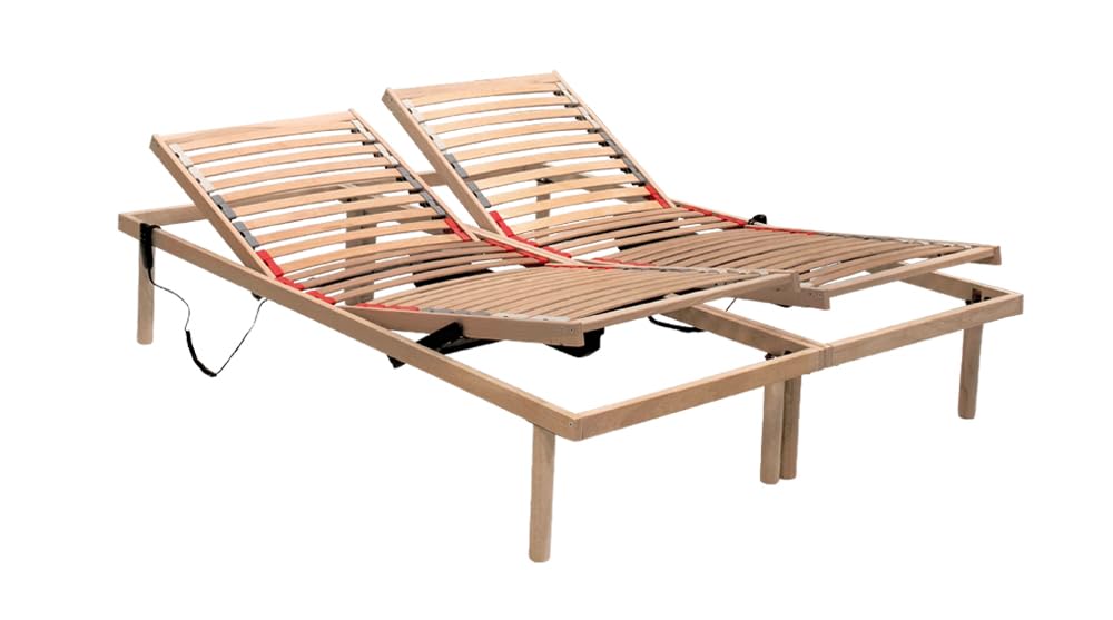 Comprarredo Rete letto motorizzata 3 Snodi 160x190 cm con telecomando – Struttura in legno massello, 26 doghe, regolazione testiera e pediera (Matrimoniale)