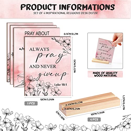4 Pieces Inspirational Quotes Desk Decor Christian Home Decors Pink Motivational Bible Wood Block Plaque Table Signs Decorative Table Sign Centerpiece For Women Desk Office Decor Gift For Girls #TOP1