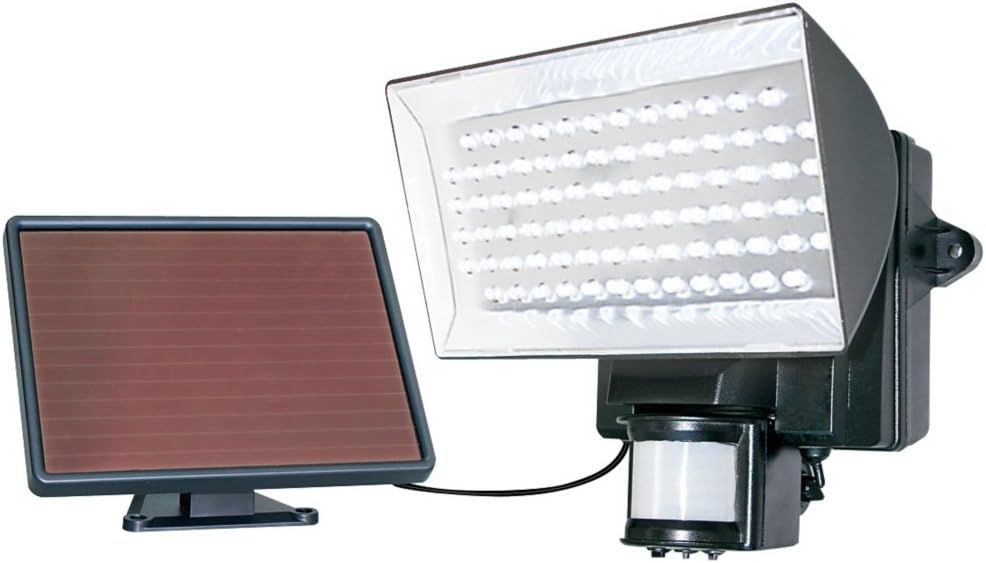 Maxsa 40226 Solar-Powered Security Floodlight, Motion-Activated Outdoor Light Provides Bright Light with 80 LEDs for your Front Yard, Driveway, or Walkway, Black