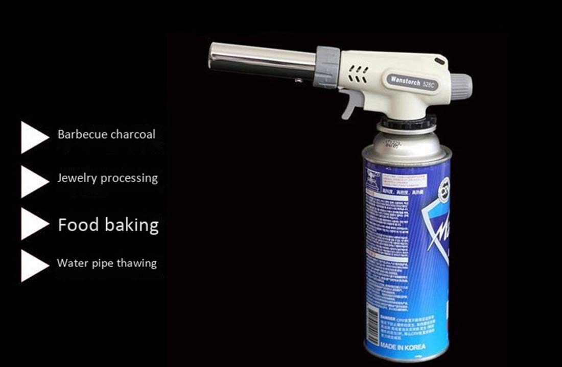 Flamme Réglable de Briquet de Butane de Cuisine de Chalumeau Inversion de 360 Degrés pour Le BBQ/Crème/Faisant Cuire/Souder,A