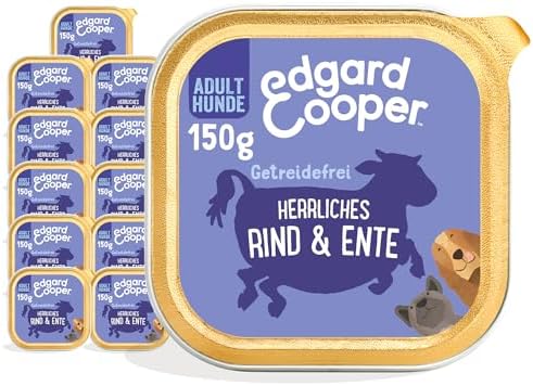 Edgard & Cooper Nassfutter für Hunde, (Rind & Ente, 150 x 11), Getreidefrei, natürliche Zutaten und frisches Fleisch, voller essentieller Aminosäuren