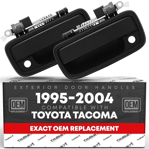 T1A Exterior Front Driver & Passenger Door Handle Replacement Set - Compatible with 1995-2004 Toyota Tacoma - Textured Black with Keyhole - OEM 69220-35020 69210-35020