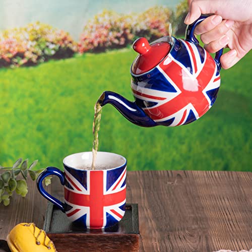 London Pottery Teapot With Infuser,Ceramic,Hand Painted Union Jack Limited Edition, 2 Cup(600Ml) #TOP6